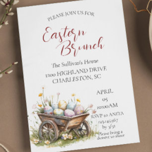 Invitación Trole De Madera Con Huevos Brunch De Pascua