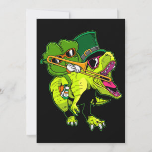 Invitación Trombone St Patricks Day Niños Shamrock Dinosa