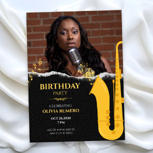 Invitación Trompeta jazz música foto cumpleaños