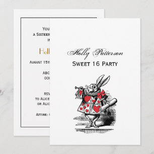 Invitación Trompetista Conejo Blanco Alice Adv en Wonderland
