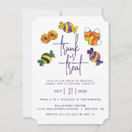 Invitación Tronco de Halloween o dulce morado