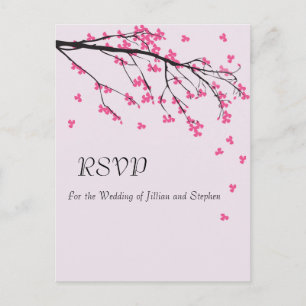 Invitación Tronco de la flor de cerezo - postal de RSVP