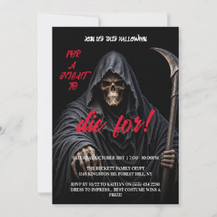 Invitación Trono de la Parca Gótico Horror Halloween