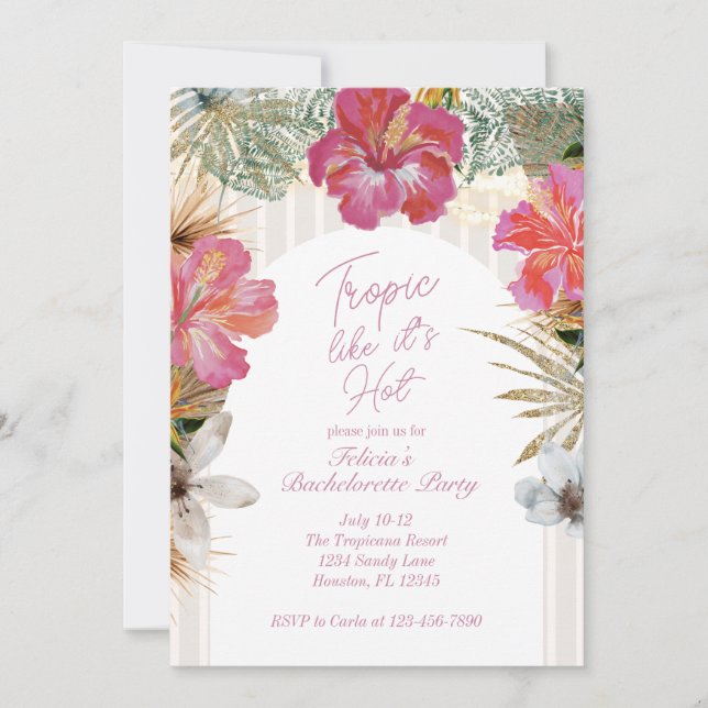 Invitación Tropic Like It’s Hot Bachelorette Invitation (Anverso)