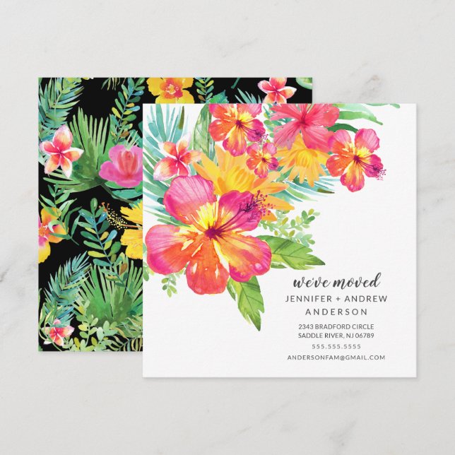 Invitación Trópica de Movimiento Floral Hibiscus (Anverso / Reverso)