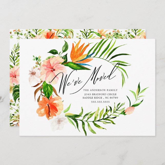 Invitación Trópica de Movimiento Floral Hibiscus (Anverso / Reverso)