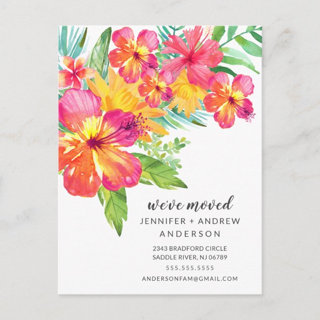 Invitación Trópica de Movimiento Floral Hibiscus (Anverso)