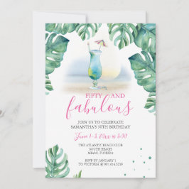 Invitación Tropical 50 y fabuloso cumpleaños 50