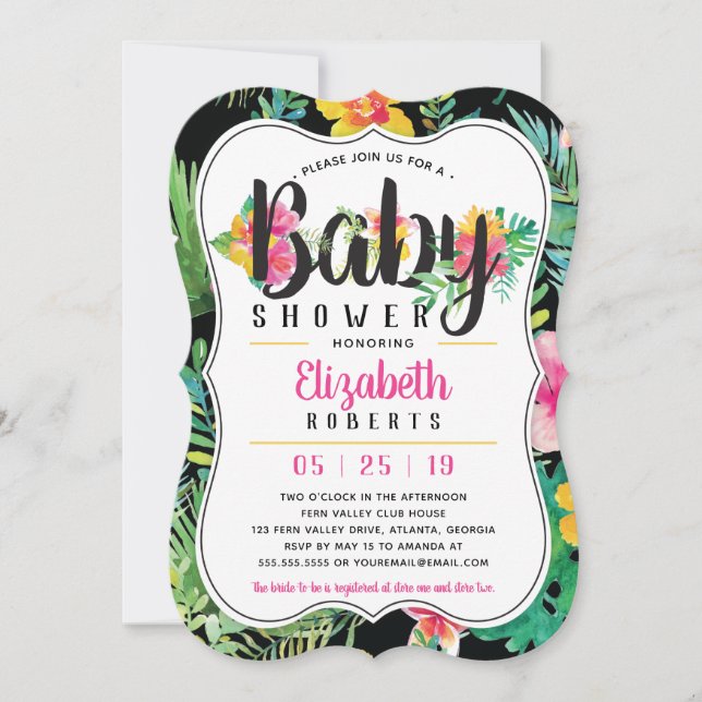 Invitación tropical a Baby Shower, Luau (Anverso)