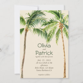 Invitación tropical a la acuarela de palma de jung