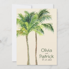 Invitación tropical a la acuarela de palma de jung