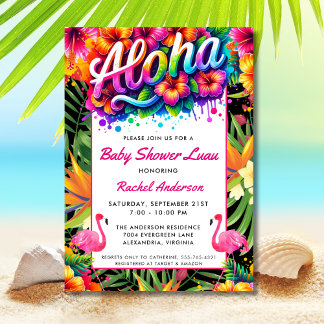 Invitación Tropical Aloha Baby Shower Luau 