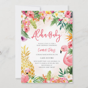 Invitación Tropical Aloha Hibiscus Piña Baby Shower