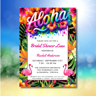 Invitación Tropical Aloha Luau Bridal Shower