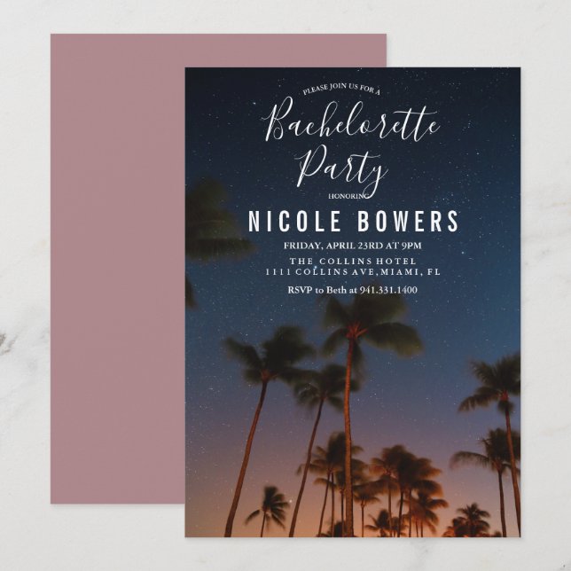 Invitación tropical Bachelorette Weekend (Anverso / Reverso)