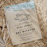Invitación Tropical Bat Mitzvah<br><div class="desc">Invitaciones a la fiesta de mitzvah con temática de playa,  con un fondo de isla tropical de verano,  una playa de arena vintage con la estrella de david en la orilla,  y una plantilla de mitzvah que es fácil de personalizar.</div>