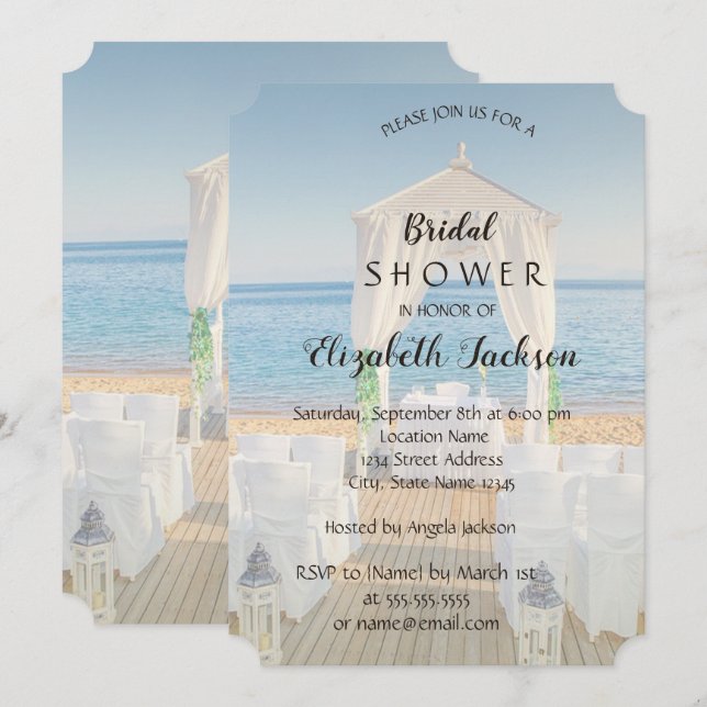 Invitación Tropical Beach Arbor Bridal Shower (Anverso / Reverso)