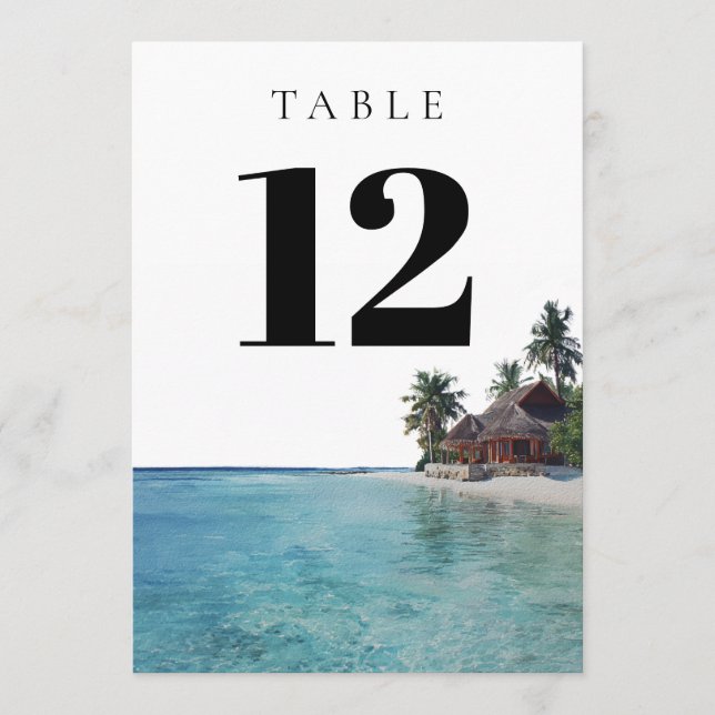Invitación Tropical Beach Elegant Modern Table Number (Anverso)