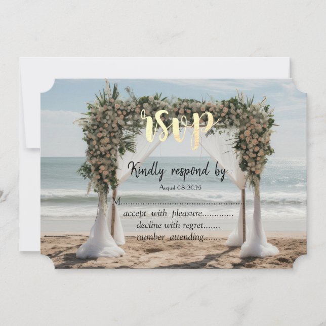 Invitación Tropical Beach Floral Arbor RSVP (Anverso)