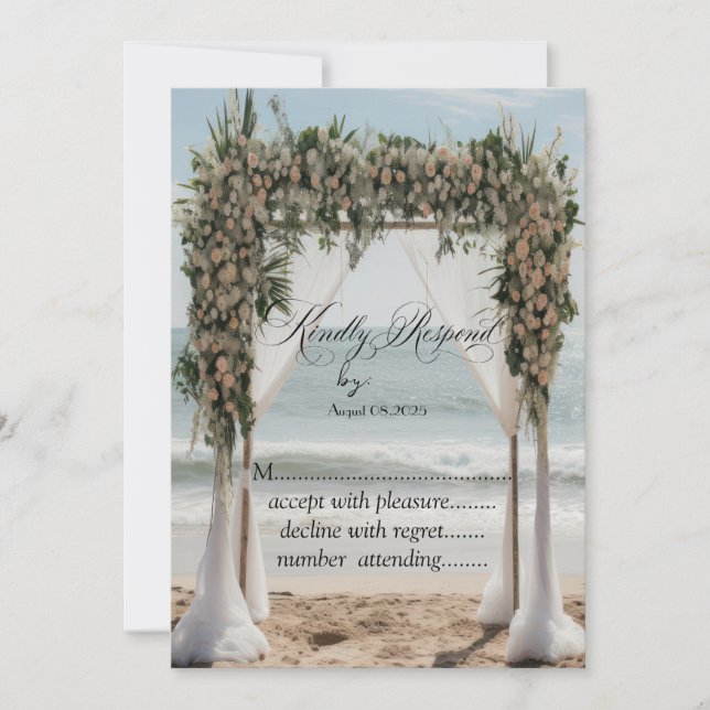 Invitación Tropical Beach Floral Arbor RSVP (Anverso)