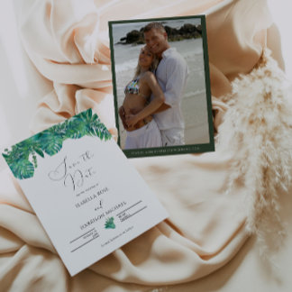 Invitación TROPICAL Beach leaf Save the Date
