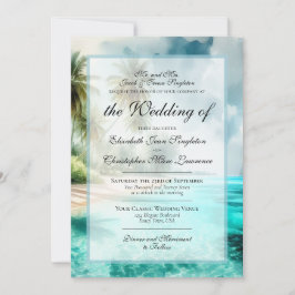 Invitación Tropical Beach & Palm Trees Formal Wedding