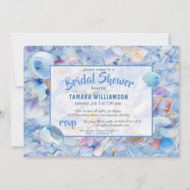 Invitación Tropical Beach Seasheles Seaside Bridal Shower (Anverso)