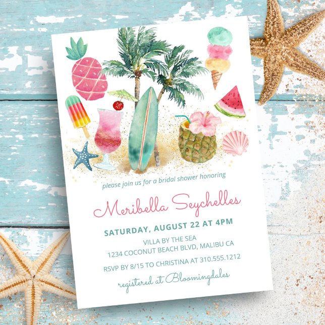 Invitación Tropical Beach Summer Fun Bridal Shower (Subido por el creador)