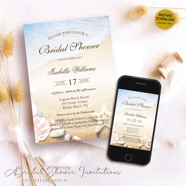 Invitación Tropical Beach Wedding Starfish Bridal Shower (Subido por el creador)