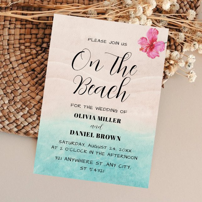 Invitación Tropical Beach with Hibiscus Flower Wedding (Subido por el creador)