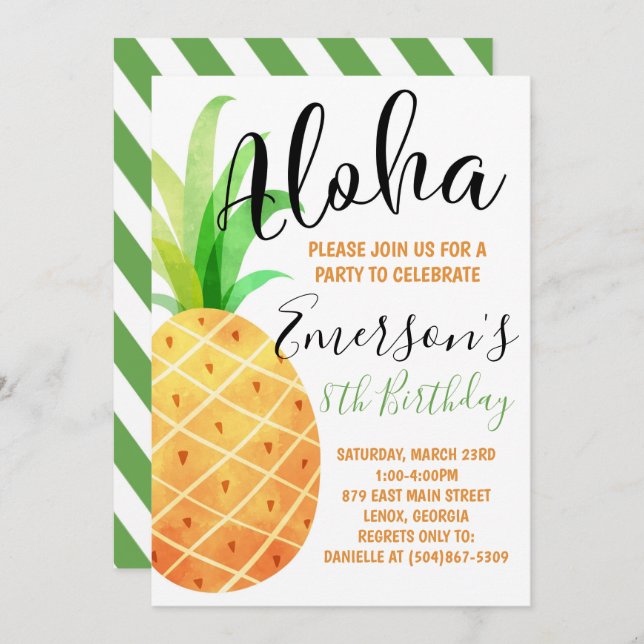 Invitación Tropical Birthday Party Invitation (Anverso / Reverso)