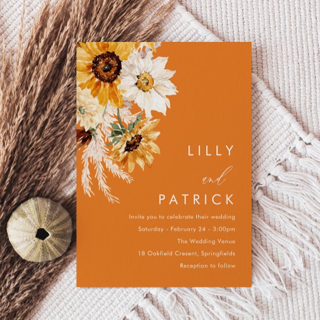 Invitación Tropical Boho Sunflower Wedding (Subido por el creador)