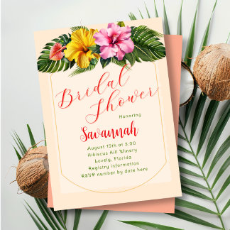 Invitación Tropical Bridal Shower Hibiscus Swag