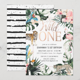 Invitación Tropical Chic | Fiesta de Cumpleaños Rosa de la Sa