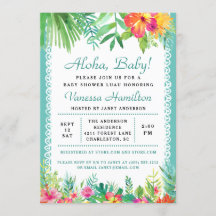 Invitación tropical de Aloha Luau Baby Shower Verd