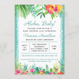 Invitación tropical de Aloha Luau Baby Shower Verd