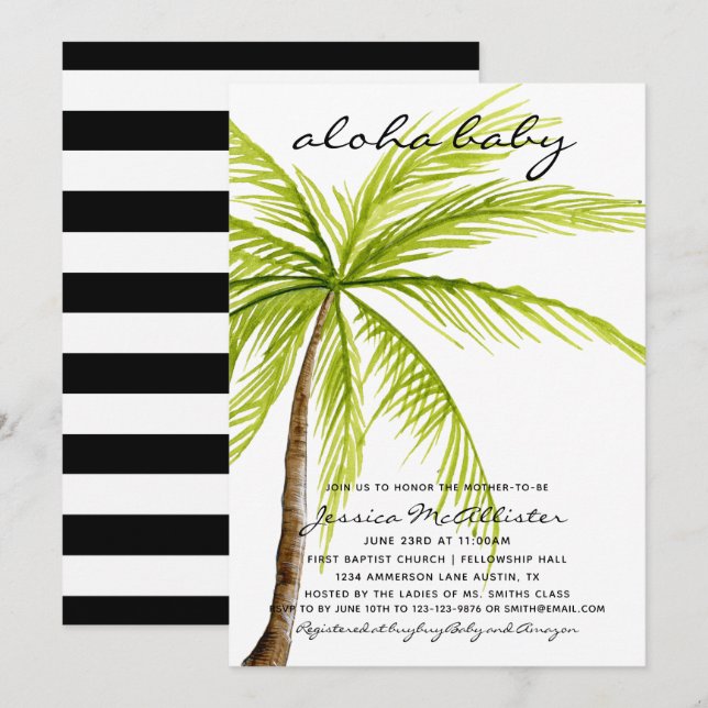 Invitación tropical de Baby Shower de la palma del (Anverso / Reverso)