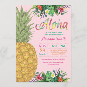 Invitación tropical de Baby Shower de la piña
