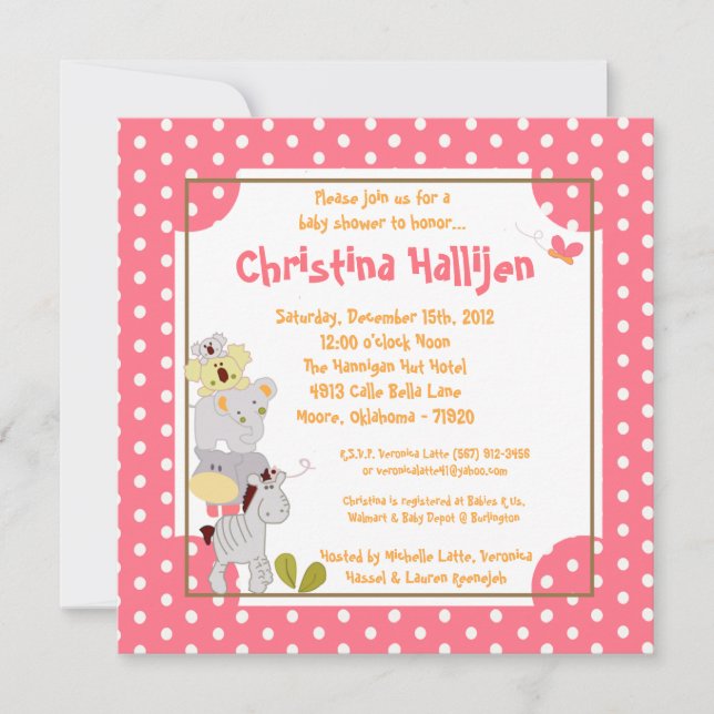 invitación tropical de Baby Shower de la selva del (Anverso)