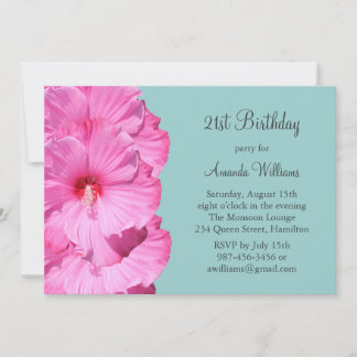 Invitación tropical de cumpleaños 21 (turquesa)