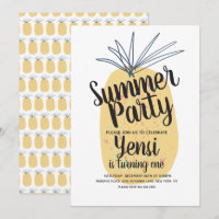 Invitación Tropical de Cumpleaños de Piña Orgánica