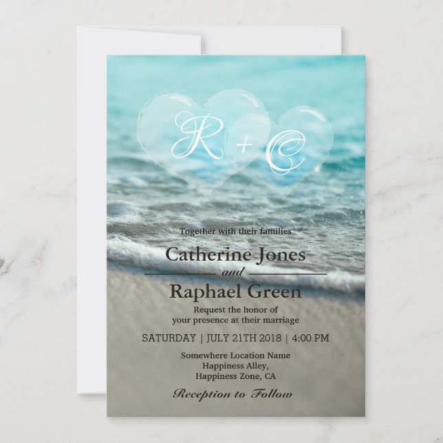 Invitación tropical de la boda de la burbuja del (Anverso)