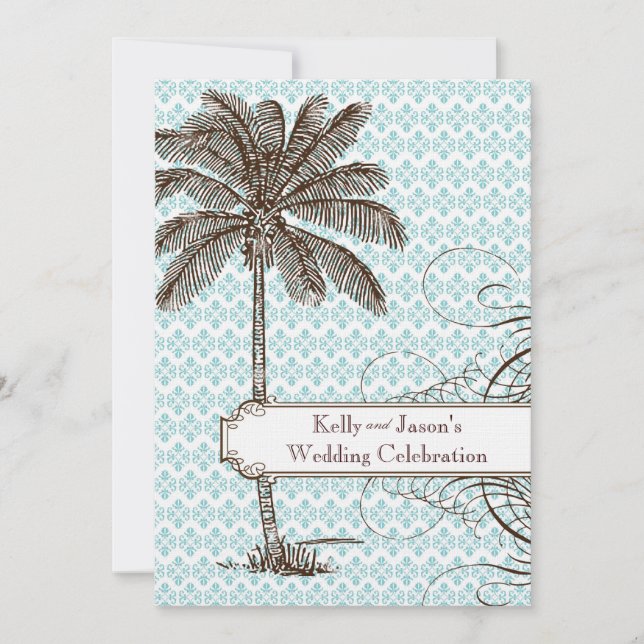 Invitación tropical de la boda de la palma del (Anverso)