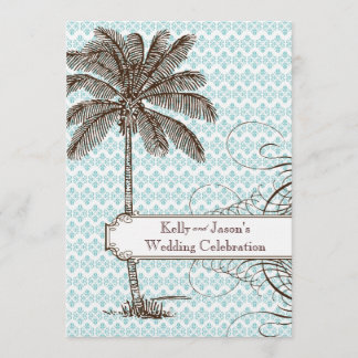 Invitación tropical de la boda de la palma del