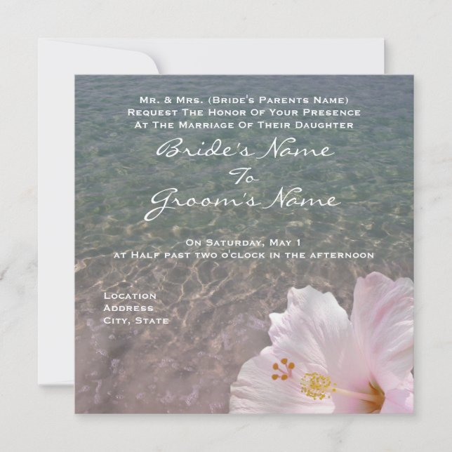 Invitación tropical de la boda del destino de la (Anverso)