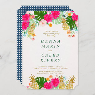 Invitación tropical de la ducha del compromiso