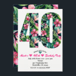 Invitación tropical de la fiesta de cumpleaños 40<br><div class="desc">40 40.as cuarenta invitaciones tropicales de la fiesta de cumpleaños. Personalizar para cualquier acontecimiento.</div>
