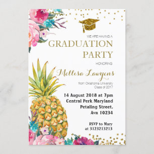 Invitación tropical de la fiesta de graduación de