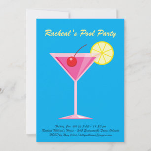 Invitación tropical de la fiesta en la piscina