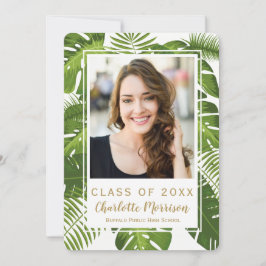 Invitación tropical de la foto del oro verde de la